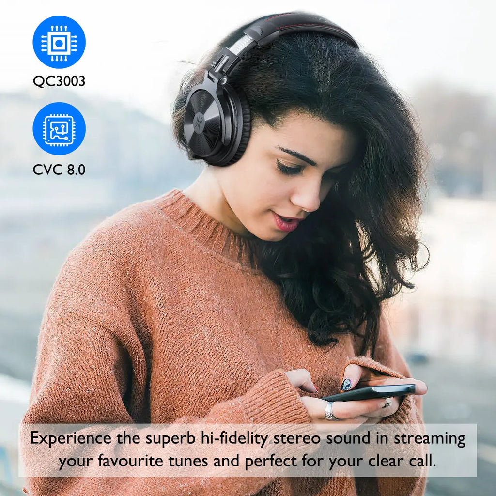 Oneodio Bluetooth 5.2 Headset Wireless Headphones With Microphone 110Hrs Foldable Over Ear Earphones For Mobile Phone PC Sports