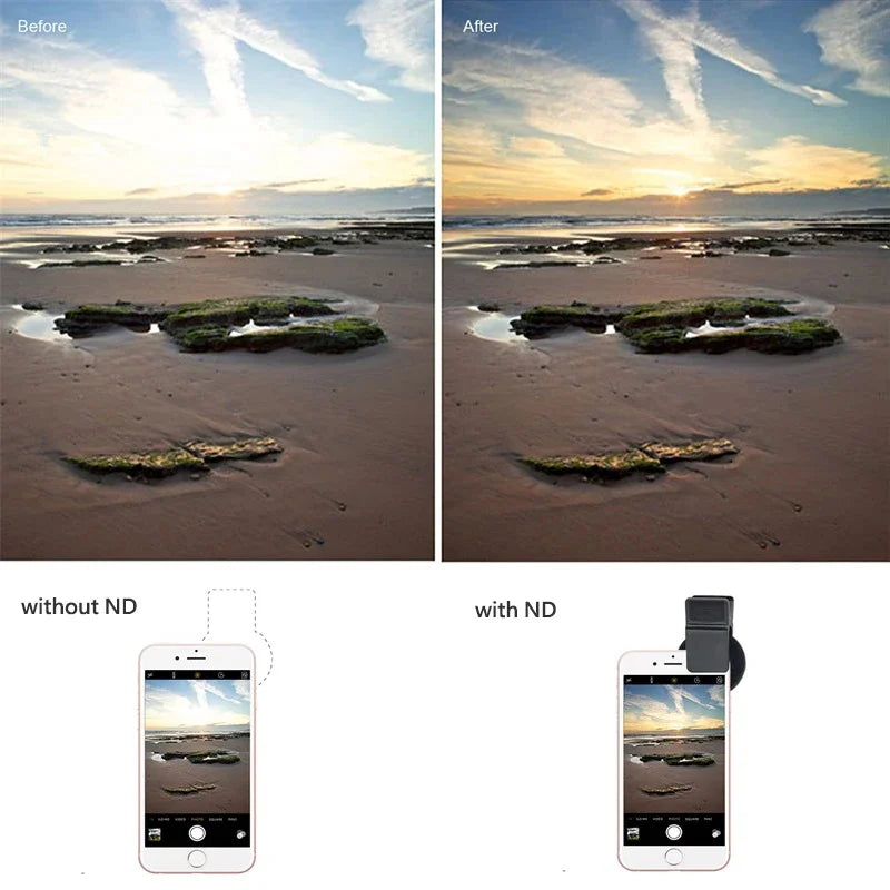 ZOMEI 52mm ND2-ND400 Ultra-thin Phone Camera Lens Professional Circular 52mm Polarizer Filter for Smart Mobile Phone With Clip