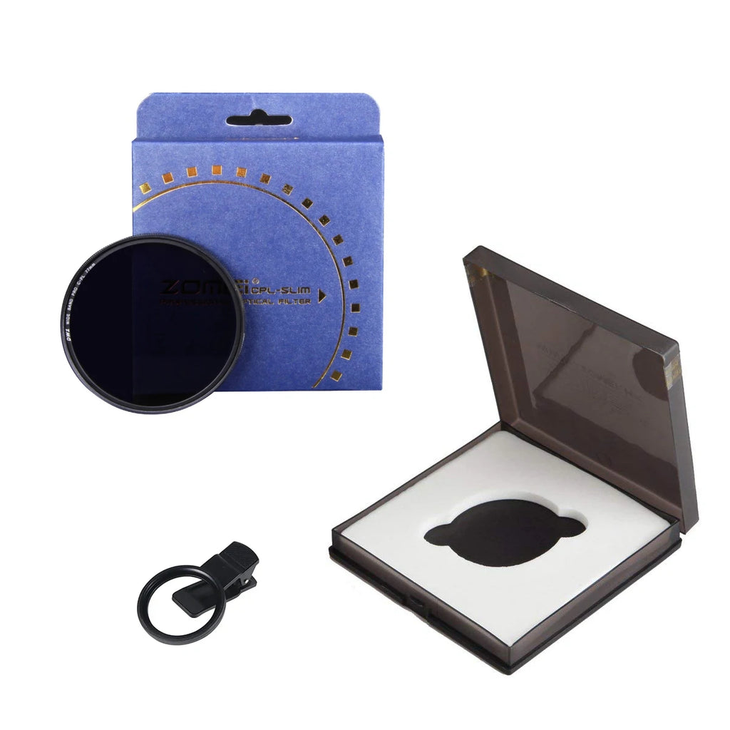 ZOMEI 52mm ND2-ND400 Ultra-thin Phone Camera Lens Professional Circular 52mm Polarizer Filter for Smart Mobile Phone With Clip